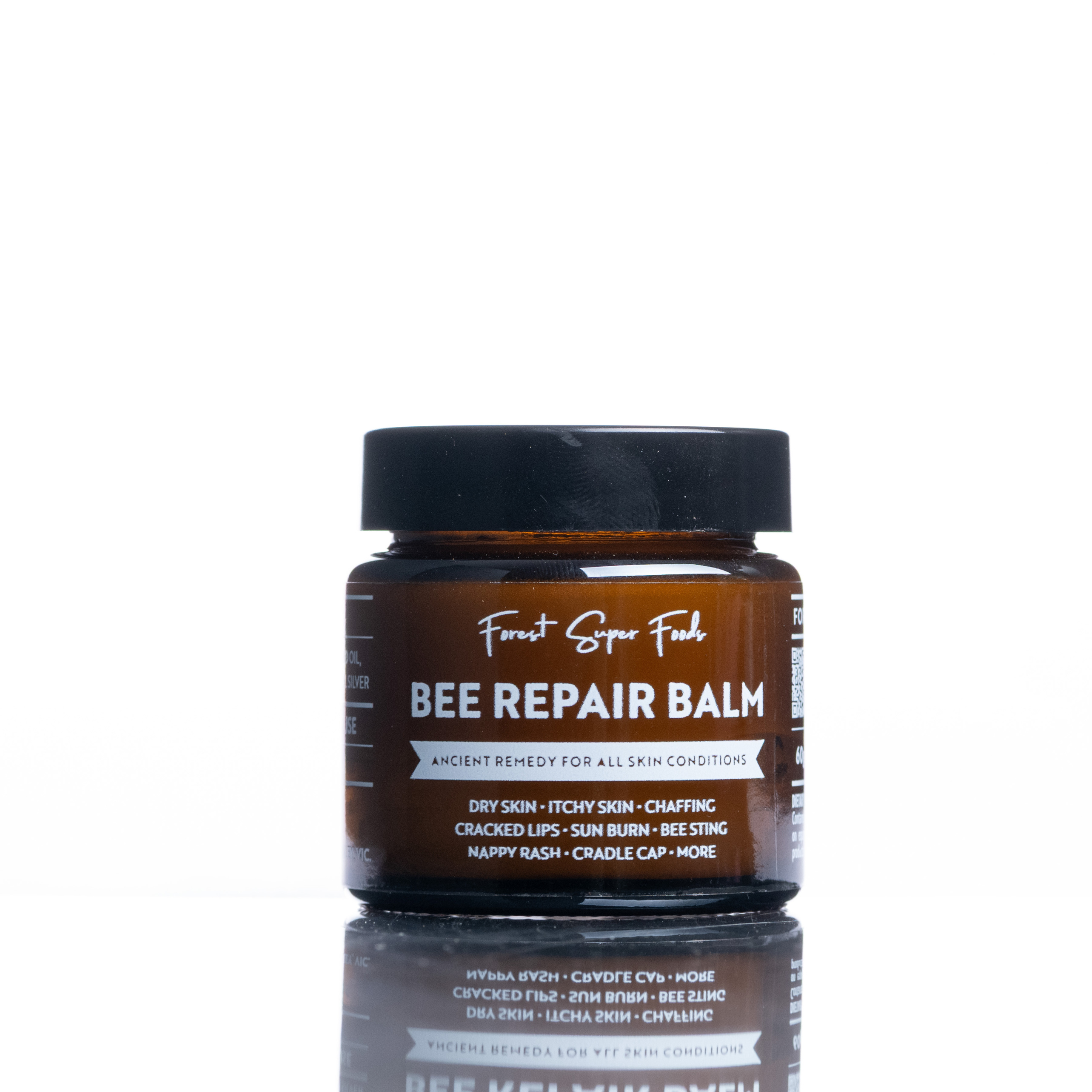 Bee Repair Balm in amber jar by Forest Super Foods, natural remedy for dry, chaffed, and cracked skin from Australia