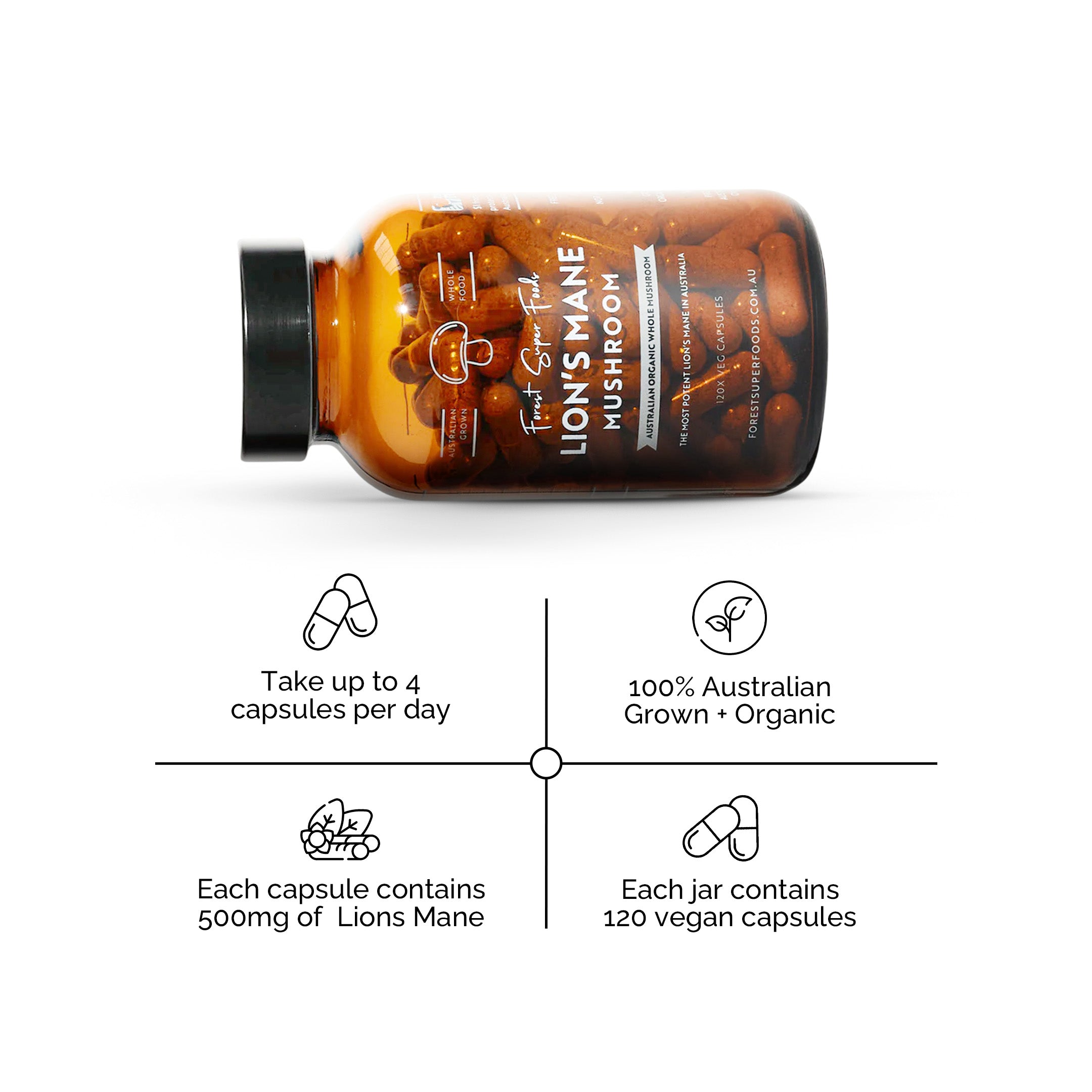 Australian Grown Lions Mane Mushroom Capsules