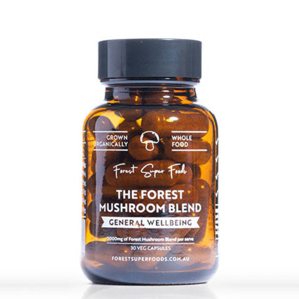 Mini Mushroom Blend Capsules by Forest Super Foods with organic Australia grown full spectrum mushroom blend