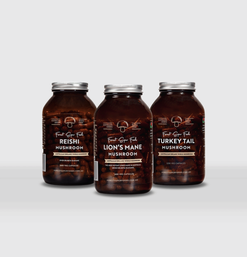 Mushroom Supplement a combination of Lions Mane, Turkey Tail and Reishi